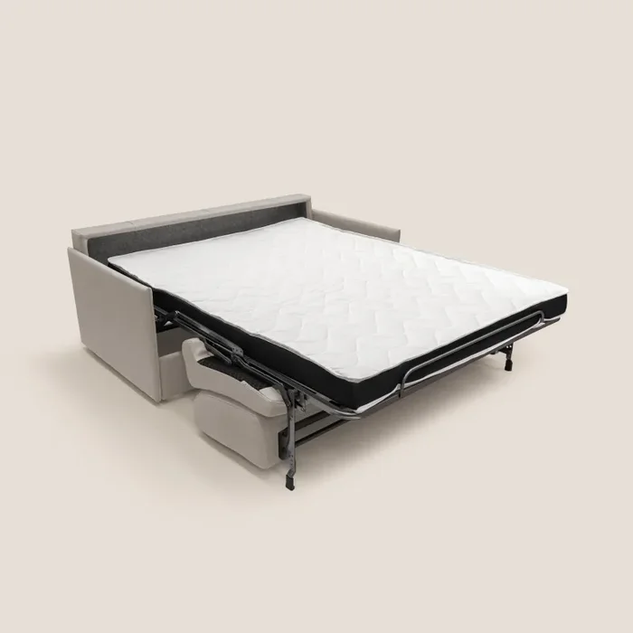 Divano Letto 3 Posti 189x96x96 cm Evans in Tessuto Panna - immagine 2