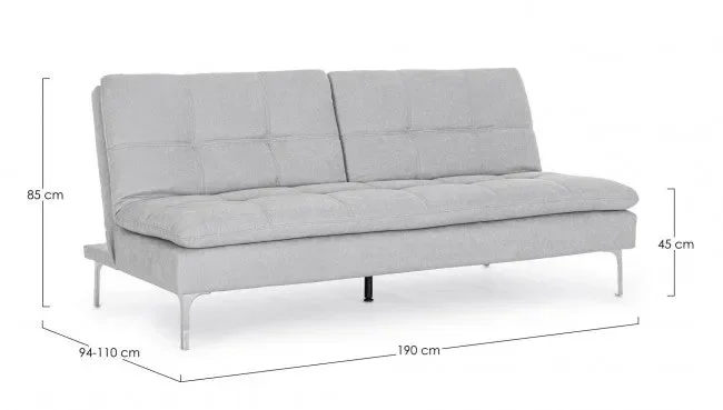 Divano Letto 3 Posti 190x94x85h cm Leon Grigio Chiaro - immagine 2