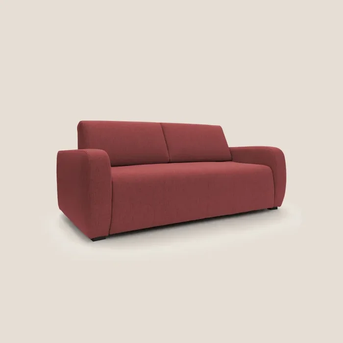 Divano Letto 3 Posti 195x93x100 cm in Tessuto Rosso - immagine 3