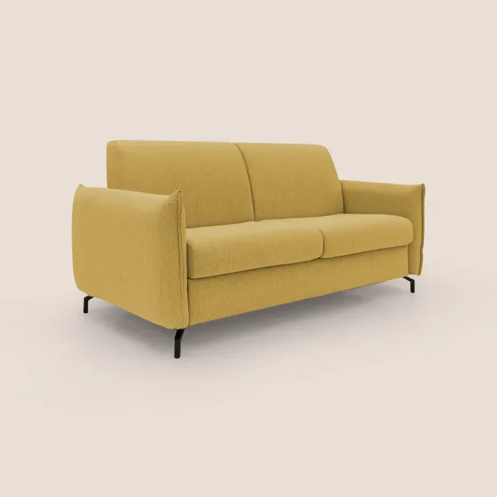 Divano Letto 3 Posti 195x95x96 cm in Tessuto Giallo Online ora