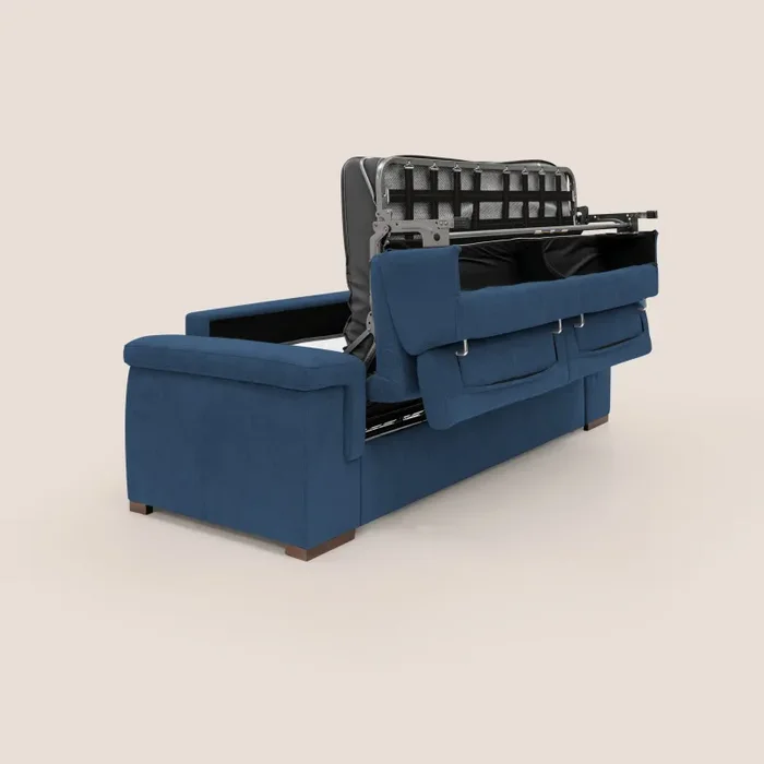 Divano Letto 3 Posti 200x100x95 cm in Tessuto Blu Sconti - immagine 3