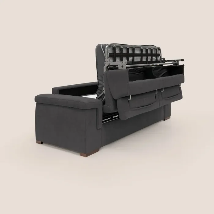 Divano Letto 3 Posti 200x100x95 cm in Tessuto Nero - immagine 3