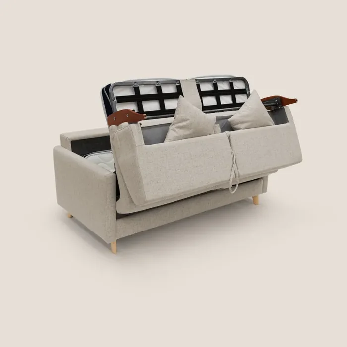 Divano Letto 3 Posti 200x94x97 cm in Tessuto Beige - immagine 3