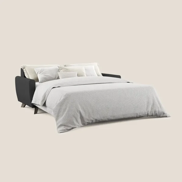 Divano Letto 3 Posti 208x97x96 cm in Tessuto Nero Vendita calda online - immagine 2