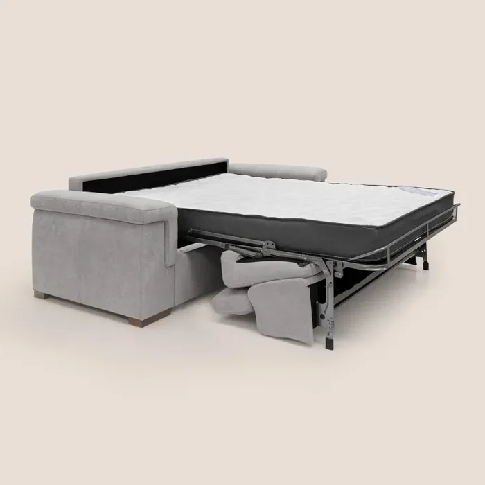 Divano Letto 3 Posti 220x100x95 cm in Tessuto Grigio Chiaro - immagine 2