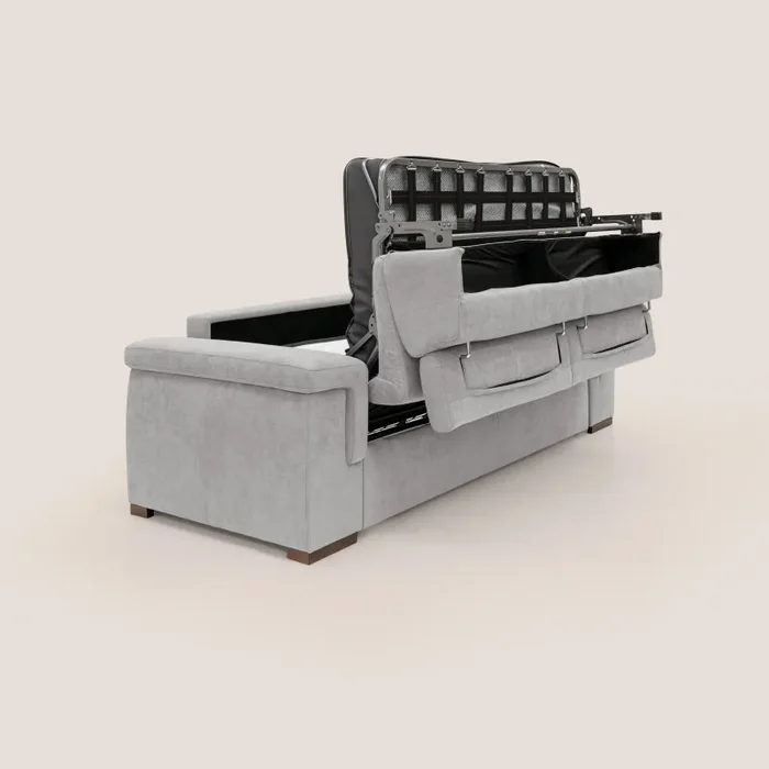 Divano Letto 3 Posti 220x100x95 cm in Tessuto Grigio Chiaro - immagine 3