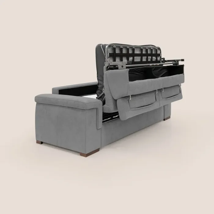 Divano Letto 3 Posti 220x100x95 cm in Tessuto Grigio - immagine 3