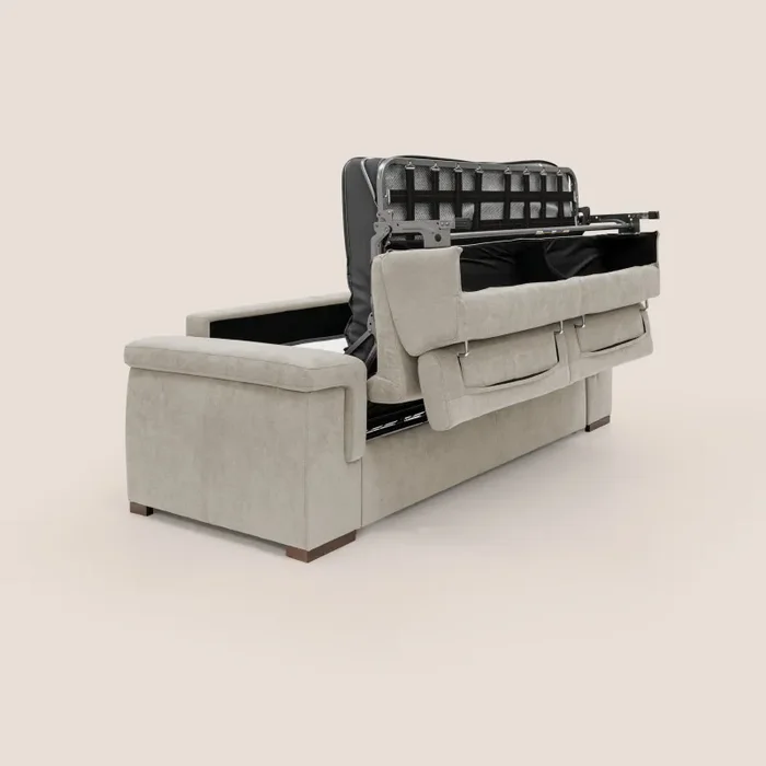 Divano Letto 3 Posti 220x100x95 cm in Tessuto Panna Saldi - immagine 3