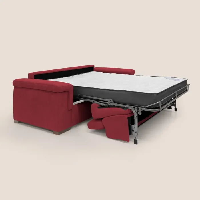 Divano Letto 3 Posti 220x100x95 cm in Tessuto Rosso - immagine 2