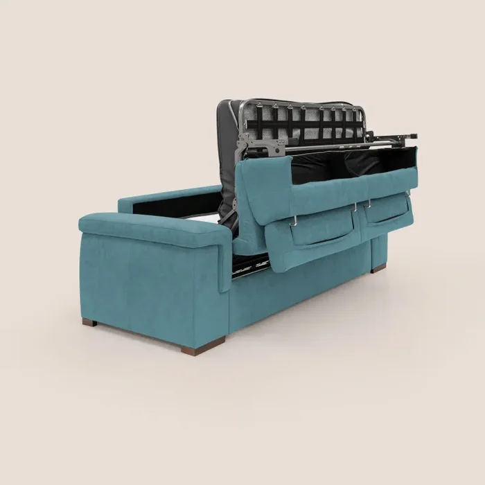 Divano Letto 3 Posti 240x100x95 cm in Tessuto Azzurro Vendita calda online - immagine 3