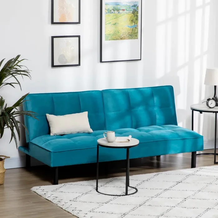 Divano Letto 3 Posti Matrimoniale 178x87x81 cm in Tessuto Effetto Velluto Verde - immagine 2