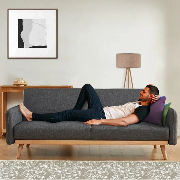 Divano Letto 3 Posti Scandinavo Design Moderno Clik Clak Convertibile Grigio Fornitura - immagine 2