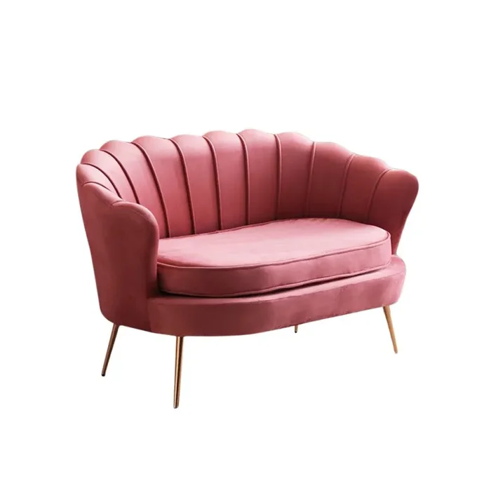 Divano salotto 122x73x78 cm 2 Posti in Velluto Seduta a Conchiglia Lola Rosa antico - immagine 3