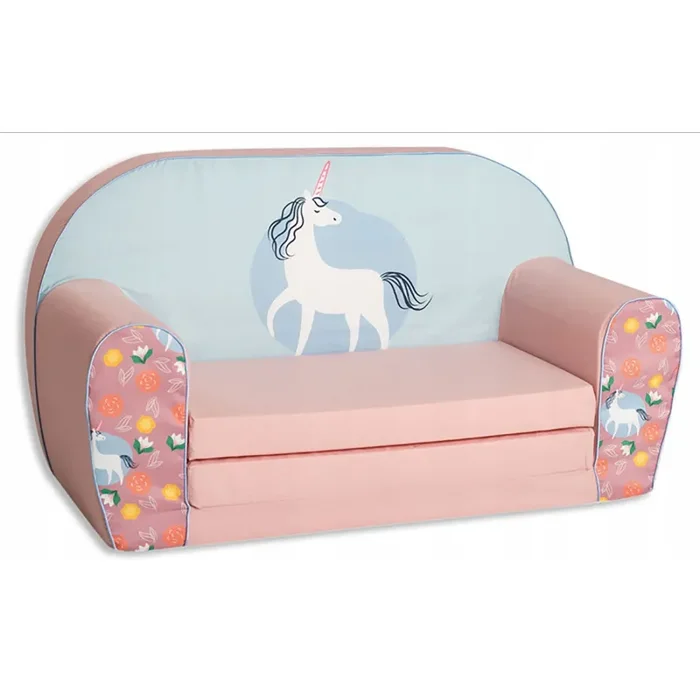 Divano Sofà per Bambini 80x31x50 cm in Cotone Unicorno Rosa - immagine 2