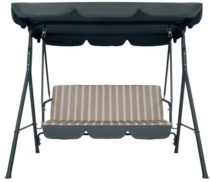 Dondolo 2 Posti da Giardino 170x110x152 cm in Acciaio e Poliestere Marrone - immagine 2