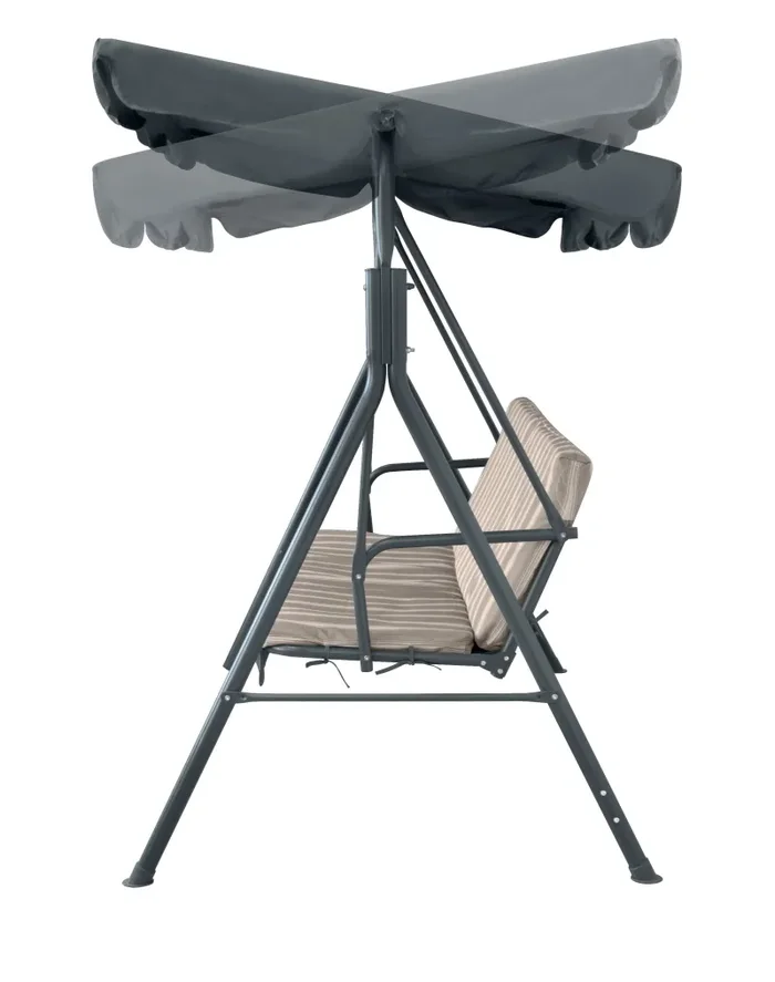 Dondolo 2 Posti da Giardino 170x110x152 cm in Acciaio e Poliestere Marrone - immagine 3