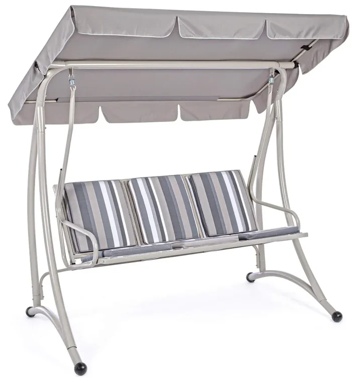 Dondolo 3 Posti da Giardino 190x120x185 cm in Acciaio Avorio