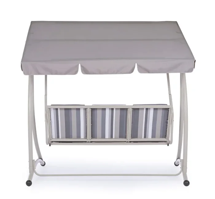Dondolo 3 Posti da Giardino 190x120x185 cm in Acciaio Avorio - immagine 3