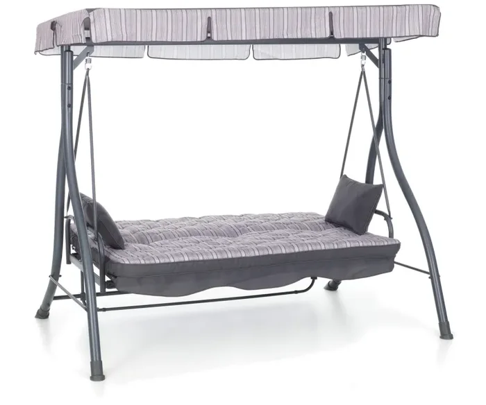 Dondolo 3 Posti da Giardino 198x140x174 cm Schienale Reclinabile per Funzione Letto Zanzibar Antracite - immagine 2