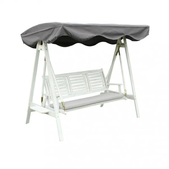 Dondolo Acacia 3 Posti Bianco 206x130x200 h cm in Legno Bianco Fornitura