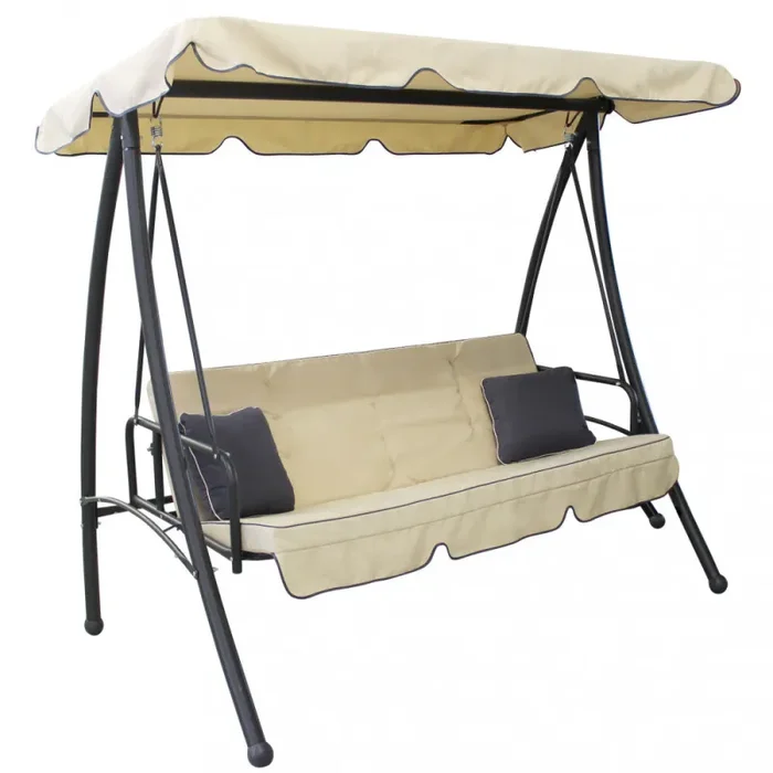 Dondolo Antigua con Cuscini 208x116x168 h cm in Acciaio Nero Fornitura