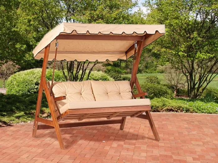 Dondolo da Giardino 2 Posti 170x110x180h cm in Legno di Carpino Moda - immagine 2