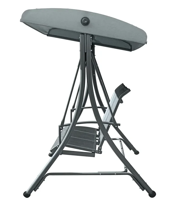 Dondolo da Giardino 200x175x125 cm in Ferro e Textilene Nero Sconti - immagine 3