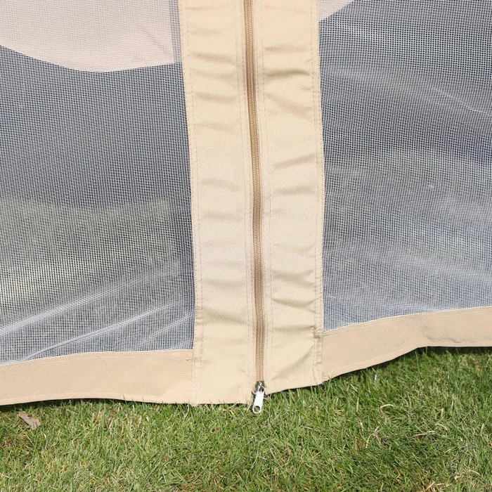 Dondolo da Giardino 3 Posti con Gazebo e Zanzariera 206x119x207 cm Beige - immagine 2