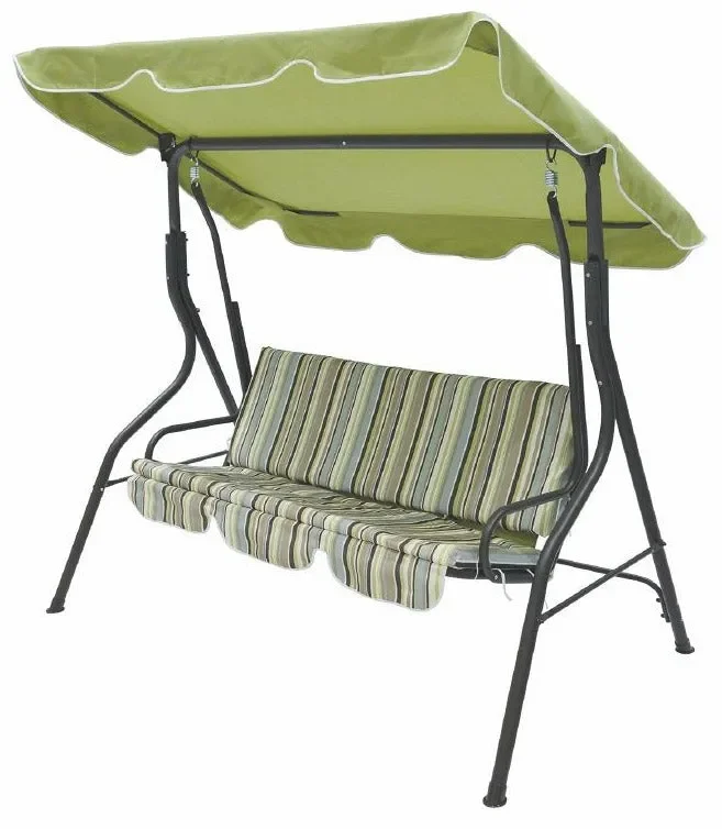 Dondolo da Giardino 3 Posti in Metallo Soriani Righe Fantasy - immagine 3