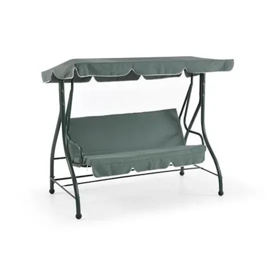 Dondolo da Giardino 3 Posti Reclinabile in Ferro e Poliestere Taddei Lido Verde