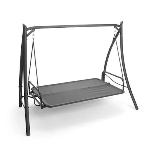 Dondolo da Giardino 3 Posti Reclinabile in Ferro e Poliestere Taddei Panama Marrone e Beige - immagine 3