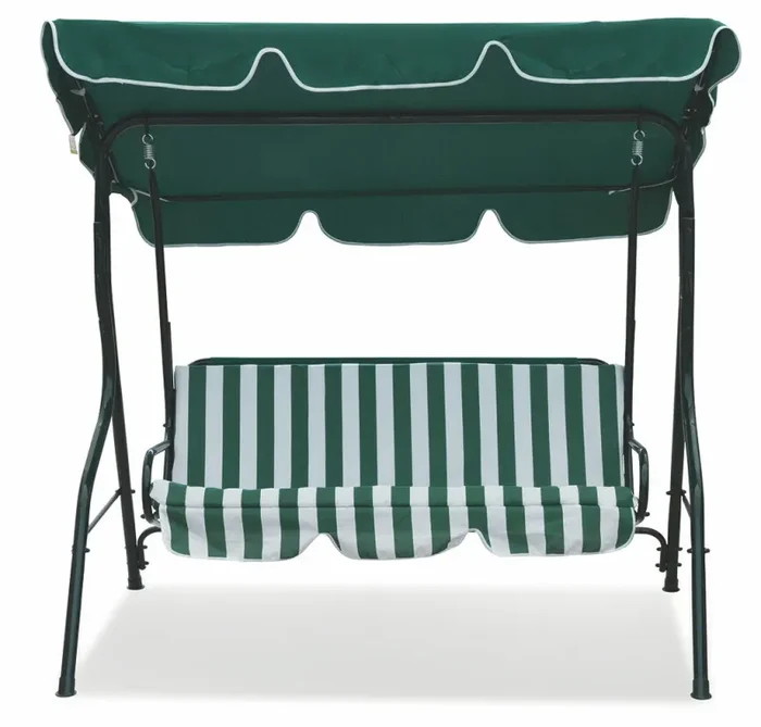 Dondolo da Giardino in Ferro 3 Posti Soriani Verde Scuro/Bianco - immagine 2