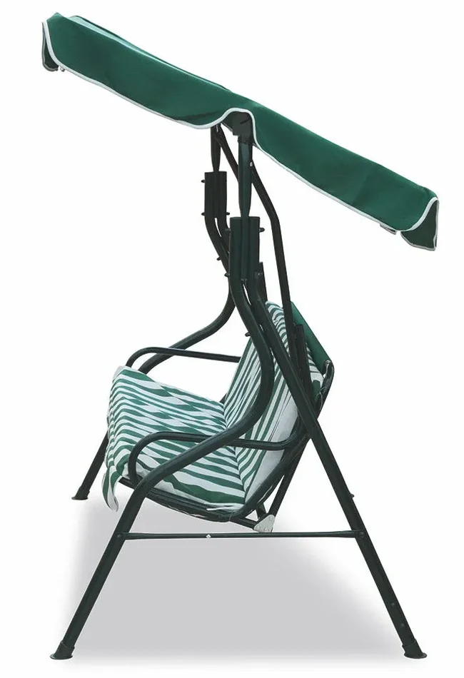 Dondolo da Giardino in Ferro 3 Posti Soriani Verde Scuro/Bianco - immagine 3