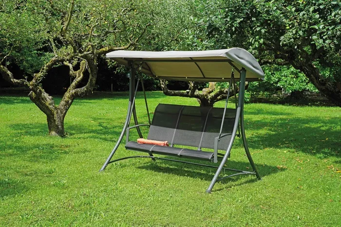 Dondolo da Giardino in Ferro 3 Posti Vorghini Antracite e Nero - immagine 2