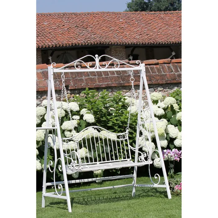 Dondolo da Giardino in Metallo 146x95x207cm Viareggio Bianco - immagine 2