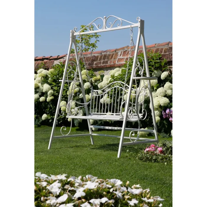 Dondolo da Giardino in Metallo 146x95x207cm Viareggio Bianco - immagine 3