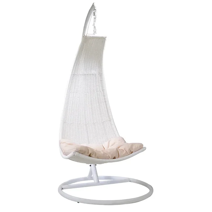 Dondolo da Giardino Pensile in Polyrattan 1 posto Pendent Bianco Sconti