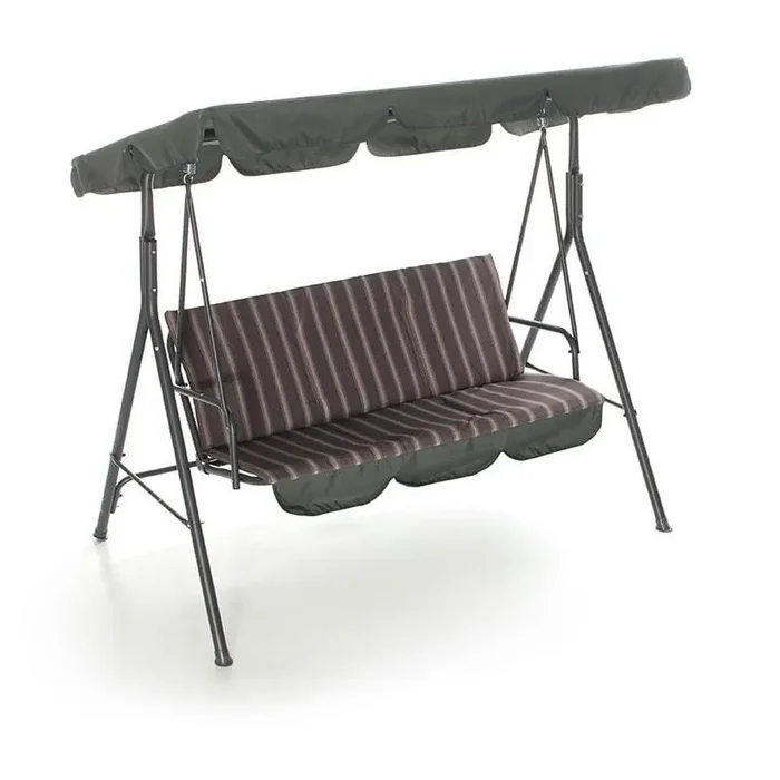 Dondolo Hawaii 165x125x184 cm struttura acciaio verniciato cuscini in poliestere Marrone - immagine 3