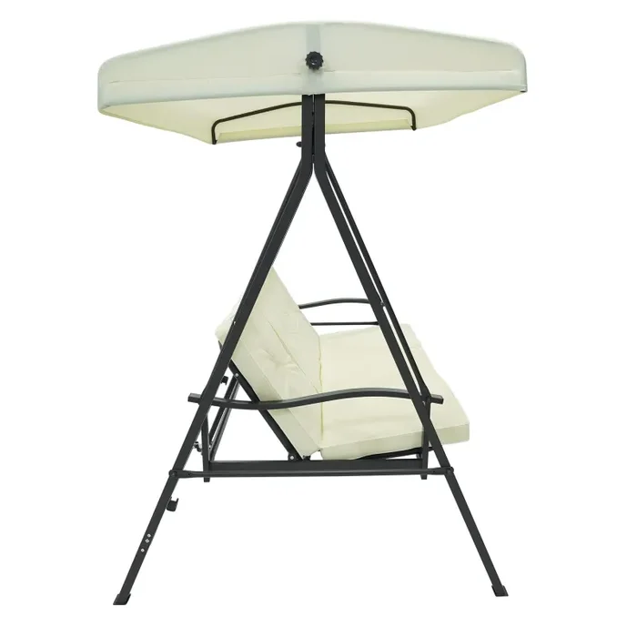 Dondolo Letto 3 Posti 192x134x180 cm in Acciaio e PVC Auriga Ecrù - immagine 2