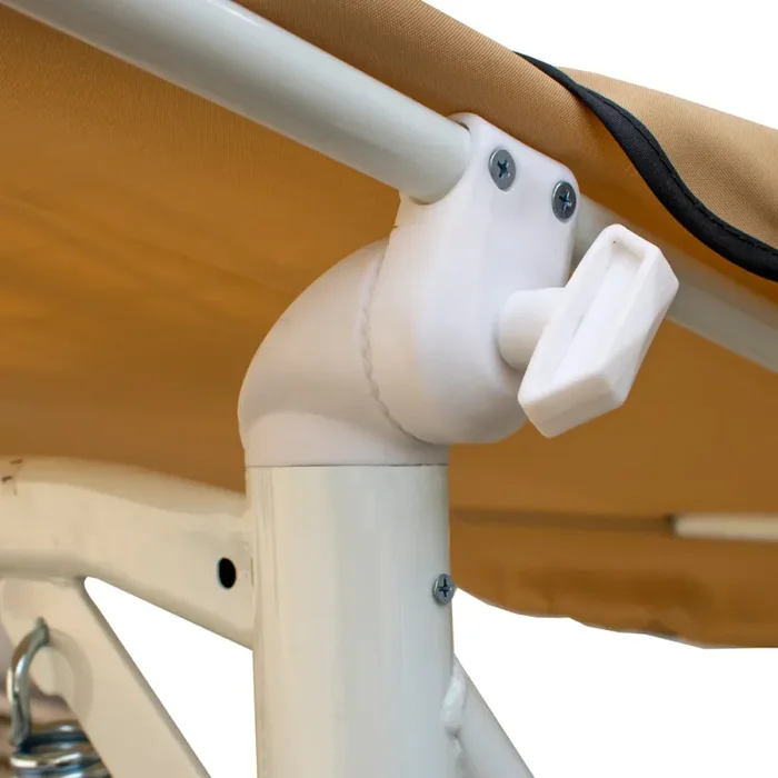 Dondolo Letto 3 Posti da Giardino 199x90x176 cm in Acciaio e Poliestere Beige - immagine 3