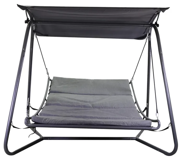 Dondolo Letto da Giardino 216,5x200x182 cm in Metallo Indiana Grigio - immagine 2