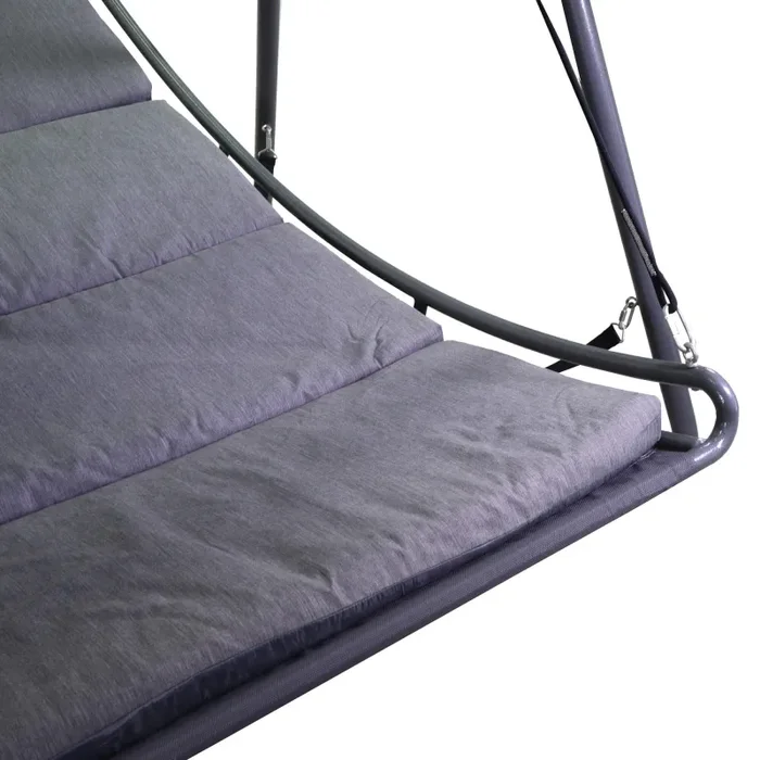 Dondolo Letto da Giardino 216,5x200x182 cm in Metallo Indiana Grigio - immagine 3
