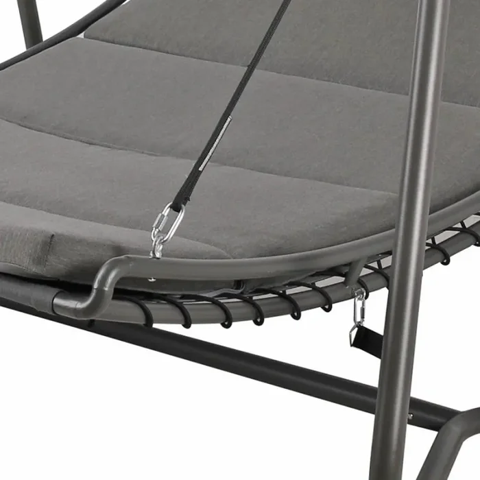 Dondolo Letto da Giardino imbottito 207x142xH172 cm con Tettuccio Regan grigio - immagine 2