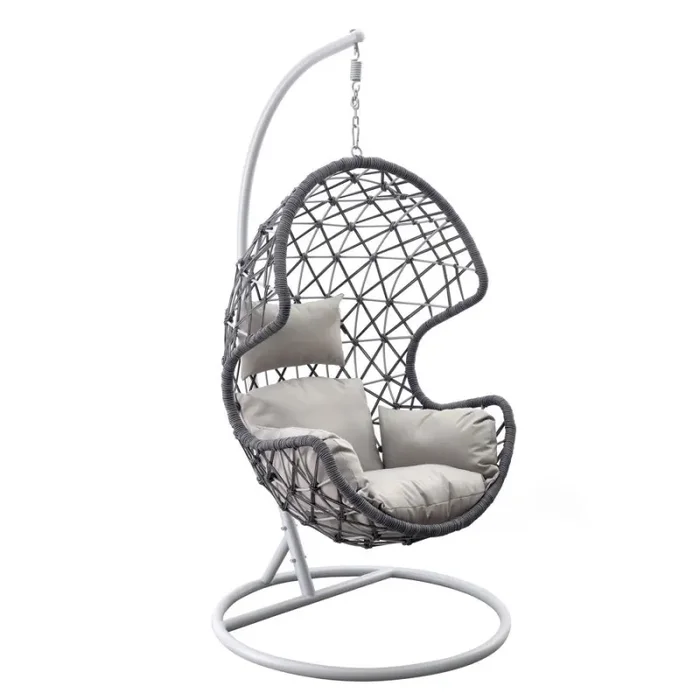 Dondolo Pensile da Giardino con cuscino Ø105×186 cm con intreccio di corda blu