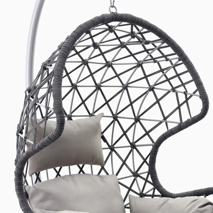 Dondolo Pensile da Giardino con cuscino Ø105×186 cm con intreccio di corda blu - immagine 2