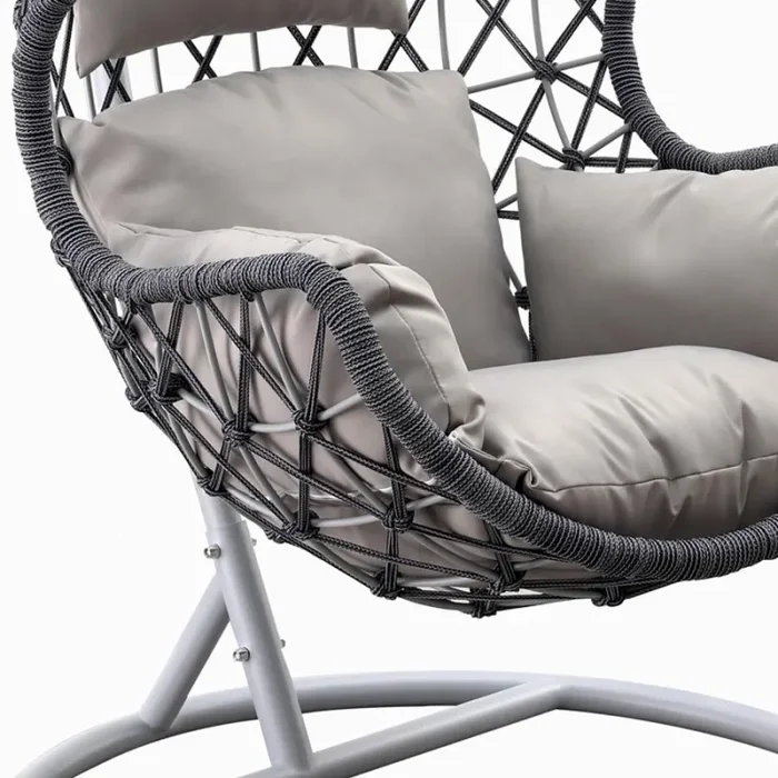 Dondolo Pensile da Giardino con cuscino Ø105×186 cm con intreccio di corda blu - immagine 3