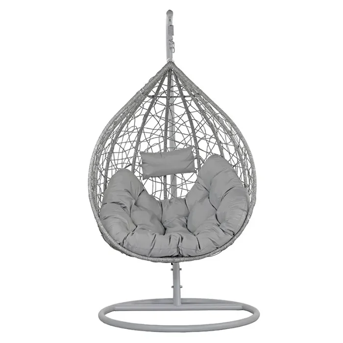 Dondolo Pensile da Giardino con cuscino Ø108×198 cm Amirantes grigio - immagine 2