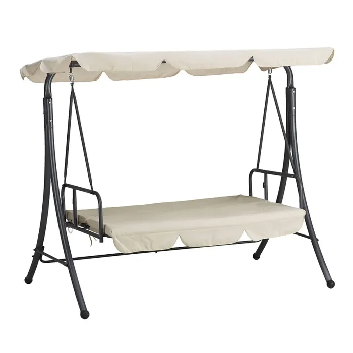 Dondolo Sofa 3 Posti con Schienale Reclinabile per Funzione Letto Beige Bali - immagine 2