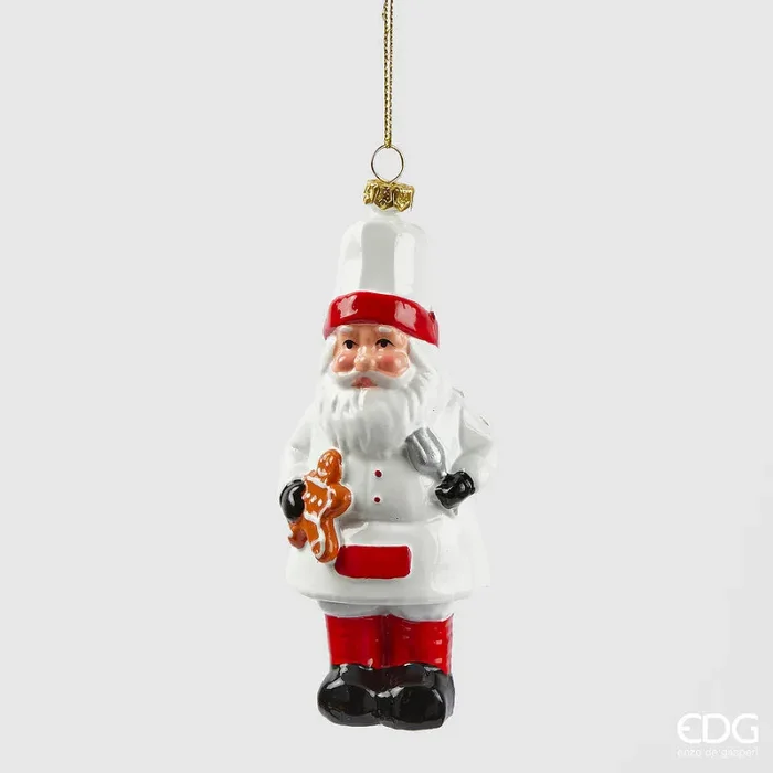 EDG Enzo De Gasperi Addobbo Babbo Natale H 13,5 Cm 5,5 x 6,5 Cm White Red 1 Pz