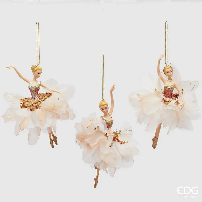 EDG Enzo De Gasperi Addobbo di Natale Ballerina H 17 Cm Assortiti Red Gold 1 Pz